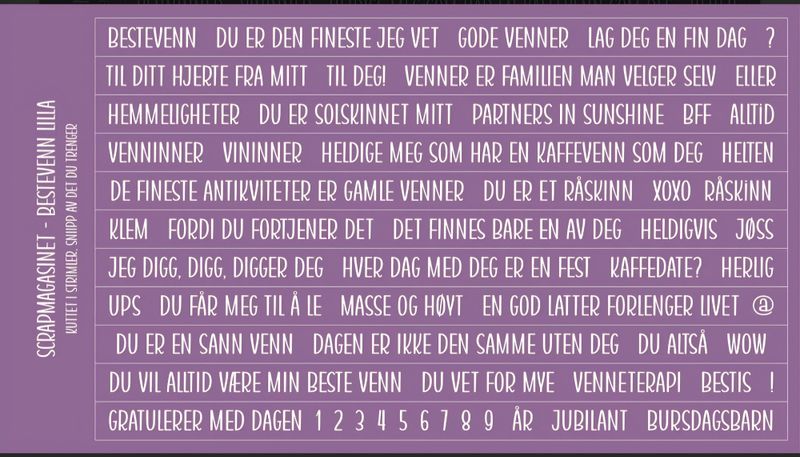 Scrapmagasinet-Klistremerke-Bestevenn 10x15- Lilla