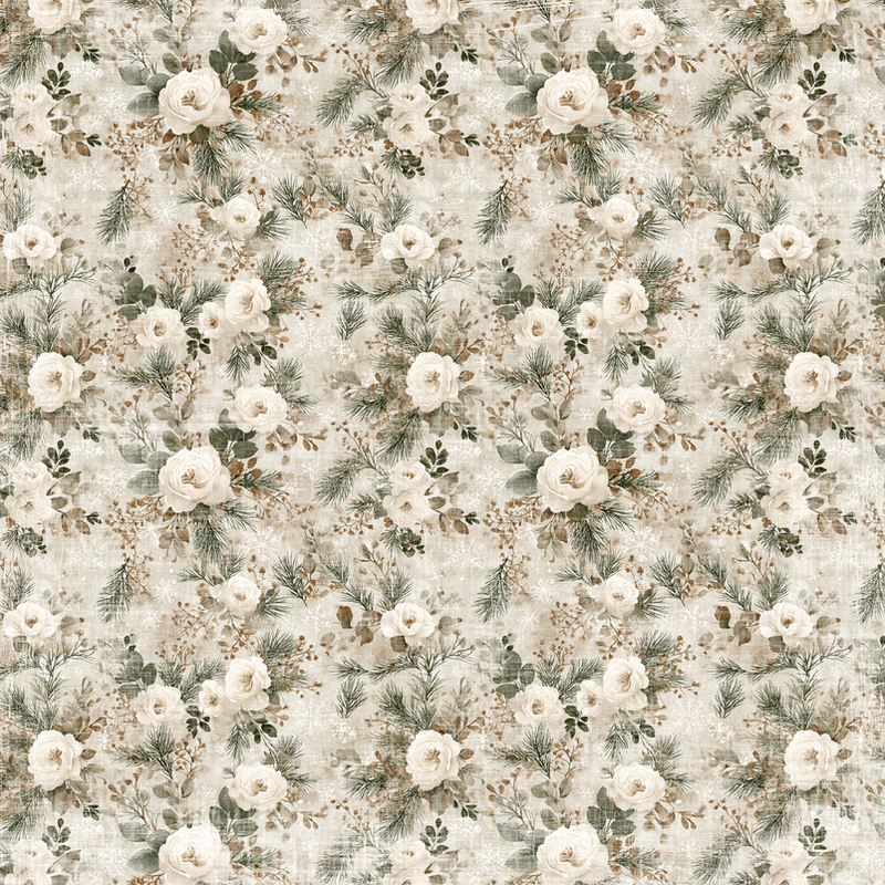 Reprint-Papper Scrapbooking- Christmas Roses - Cozy Winter Collection - 12x12 (30,5 x 30,5 cm)