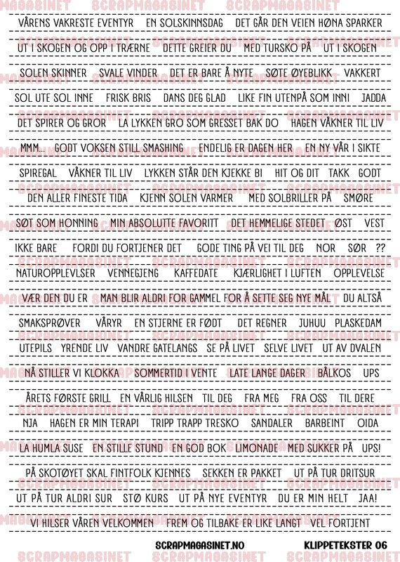 Scrapmagasinet- Klippetekst 06-Vårens Vakreste Eventyr