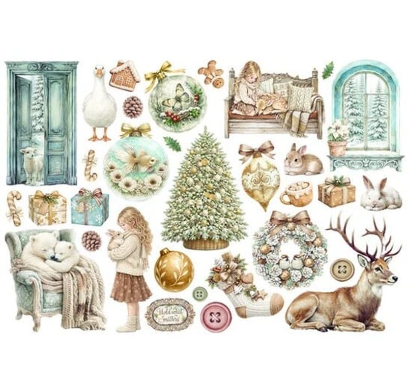 Stamperia - White Christmas Ephemera -Adehesiv