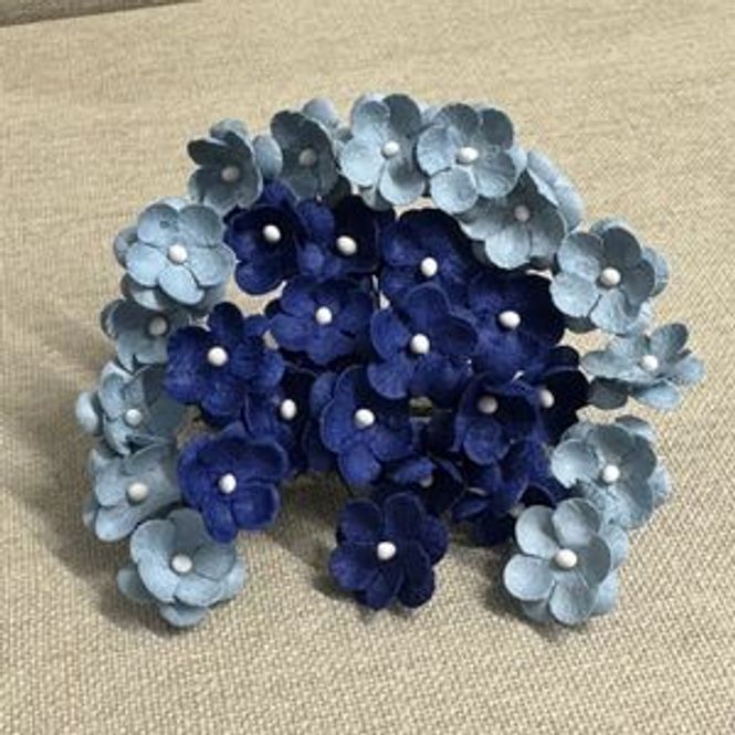 Hovedbilde Papirdesign- søte små Blomster- lys og mørk Blå ...