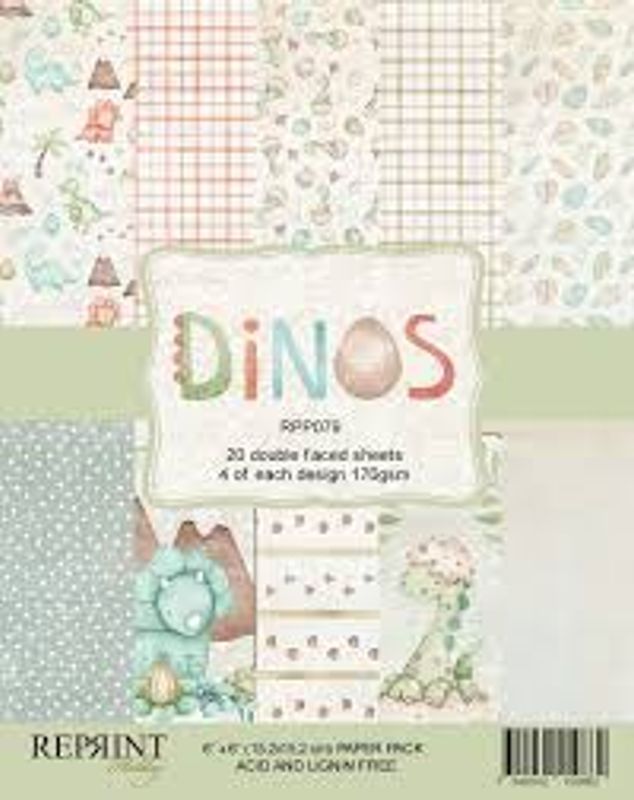 Reprint-Paperpack Dinos- blokk- 6x6 Inch