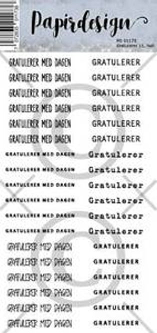 Hovedbilde Papirdesign- Klistremerke-Gratulerer hvit ...