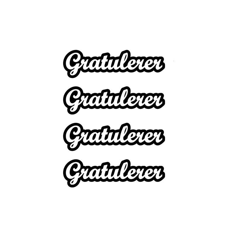 Gratulerer #1, selvklebende laserkutt på plate 9x14cm