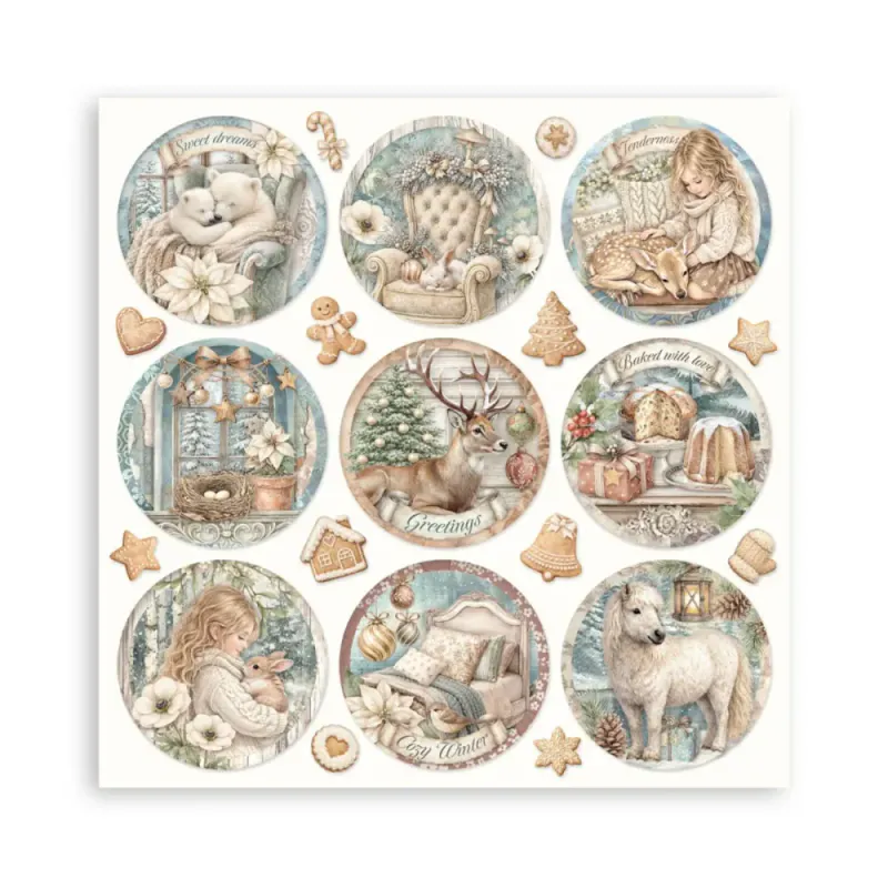 Stamperia - White Christmas - Singled sided - Paper Pad 8 x 8