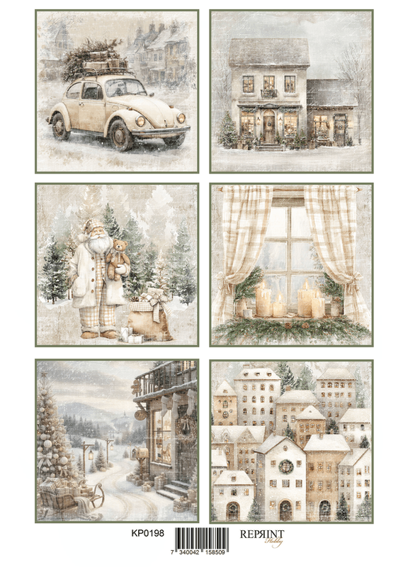 Reprint- bildeark Cozy Christmas Tags 2 - A4
