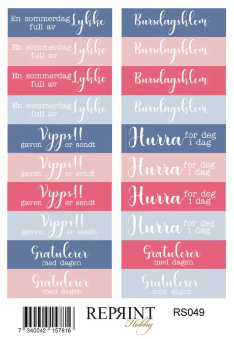 Hovedbilde  Reprint -Stickers- Summer Garden Norsk text - ...