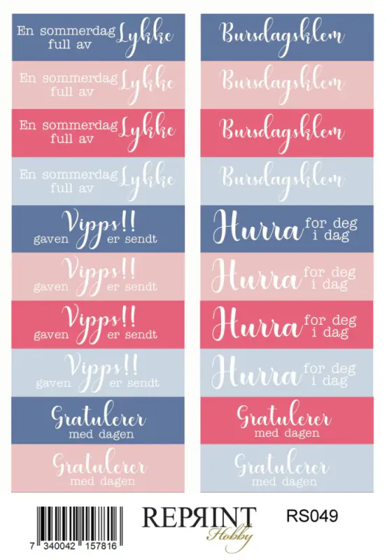  Reprint -Stickers- Summer Garden Norsk text - 11x16 cm-RS049